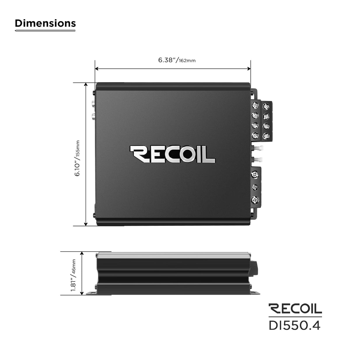 RECOIL DI550-4-channel compact size suits tight dashboards and clean installs.