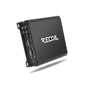 RECOIL DI550-4-channel front view shows a compact amplifier for cleaner car power delivery.