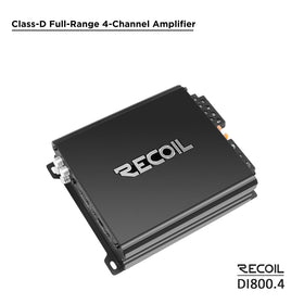 RECOIL DI800.4 close-up of gain and crossover controls for precise tuning