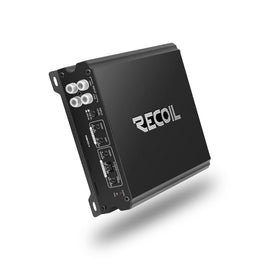 RECOIL DI800.4 front panel view showing controls and branding for easy setup
