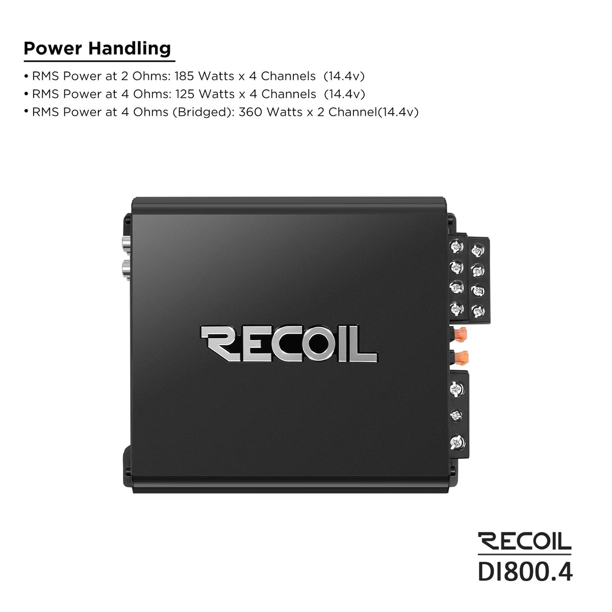 RECOIL DI800.4 heatsink detail highlighting efficient cooling and reliability