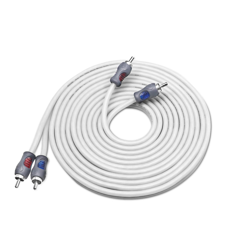 RECOIL Echo Plus RCA interconnect closeup highlighting premium tinned copper for clean audio