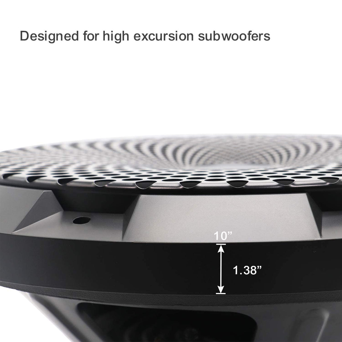 RECOIL grille mounted on a subwoofer setup showing clean installation