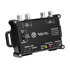 RECOIL LOCD front view shows compact 2-channel converter for aftermarket amplifiers.