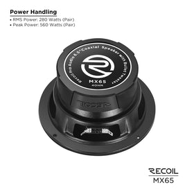 RECOIL MX65 560W max pair enables impactful, dynamic sound from stock wiring.