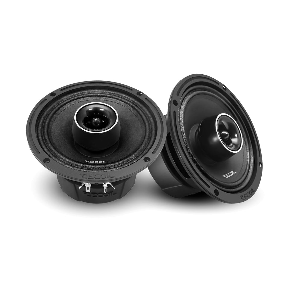 RECOIL MX65 midrange coaxial speaker enhances midrange clarity for car audio upgrades.