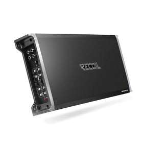 RECOIL REA600.4 front view shows compact chassis for flexible car audio installs.