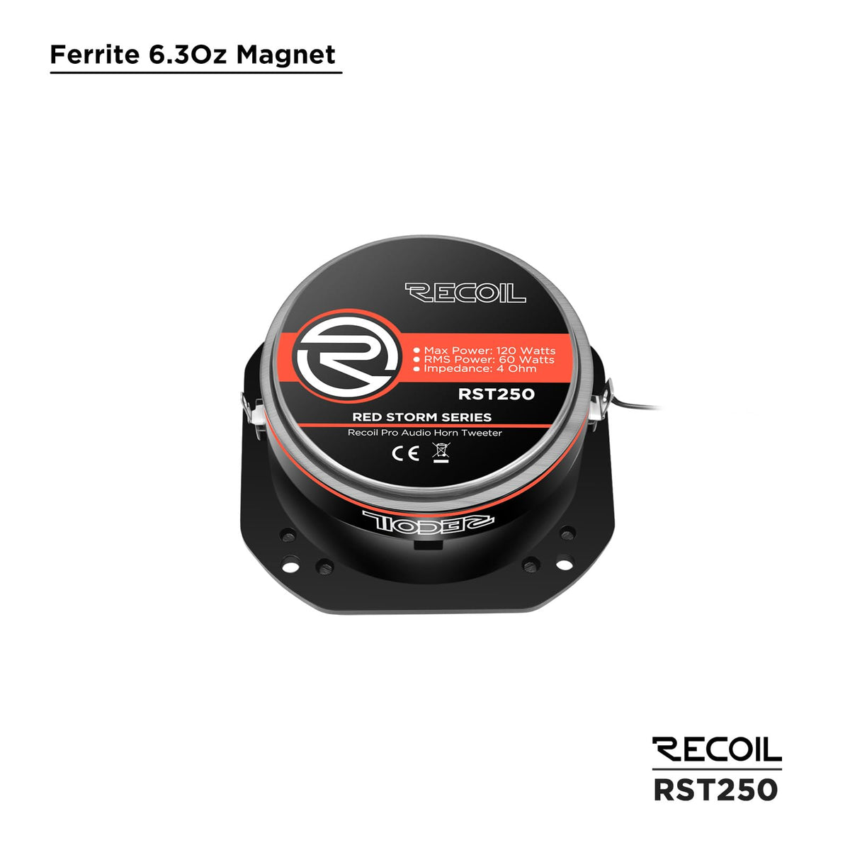 RECOIL RST250 durable aluminum diaphragm and ferrite magnet for reliability
