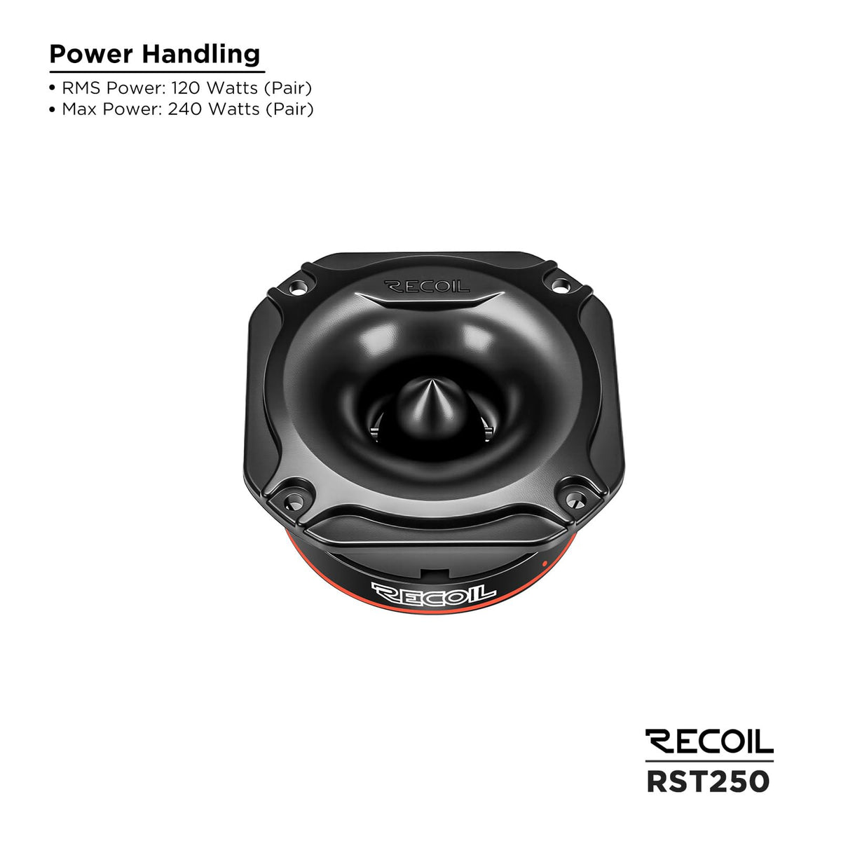 RECOIL RST250 93dB sensitivity enabling efficient high-end output