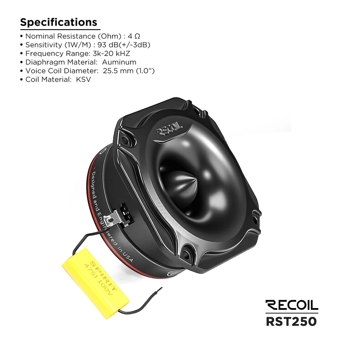 RECOIL RST250 high-performance highs for dynamic car sound