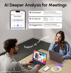 RECOLX AI Voice Recorder during a lecture with notes