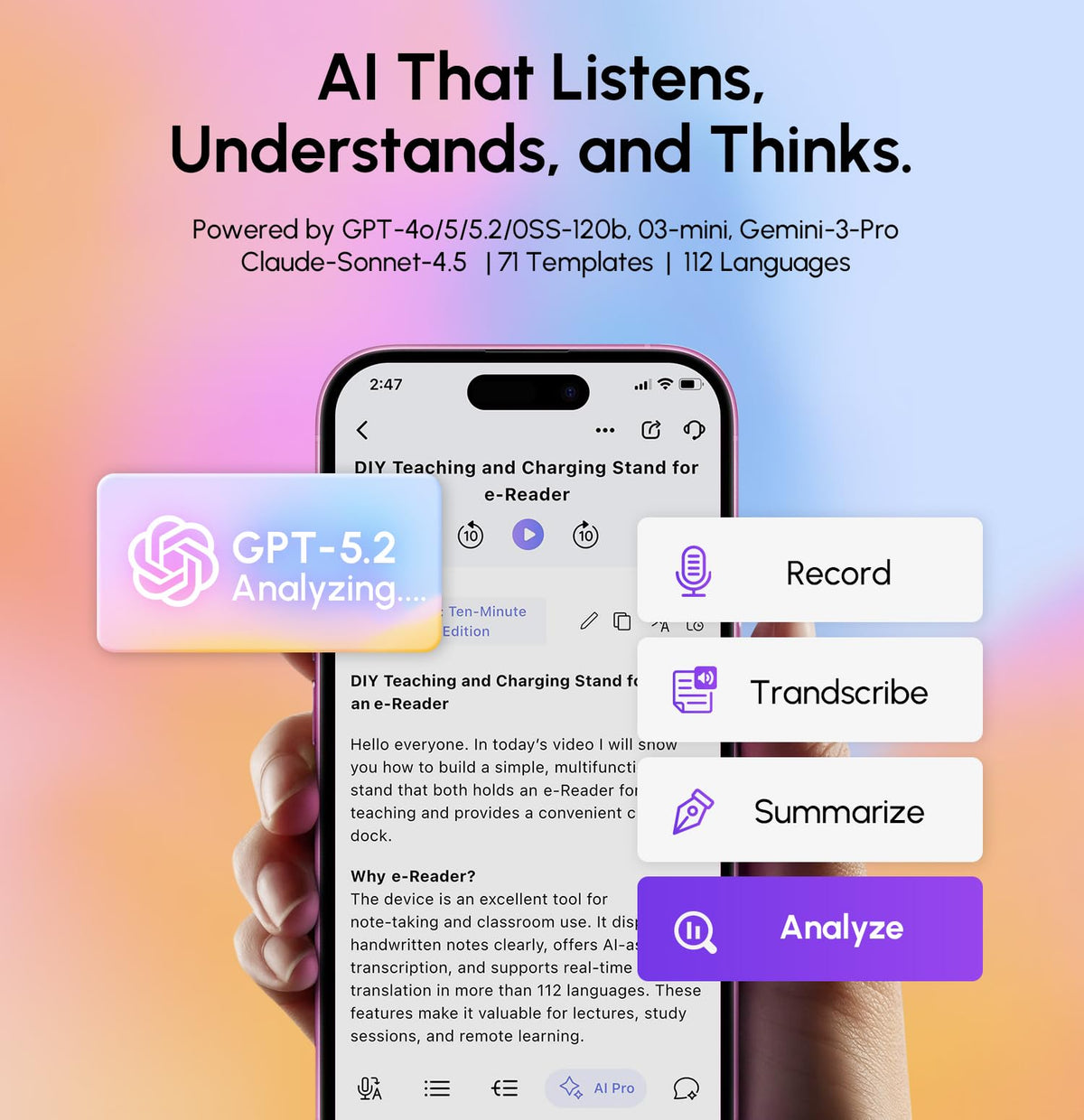 RECOLX AI Voice Recorder side profile ready for meetings