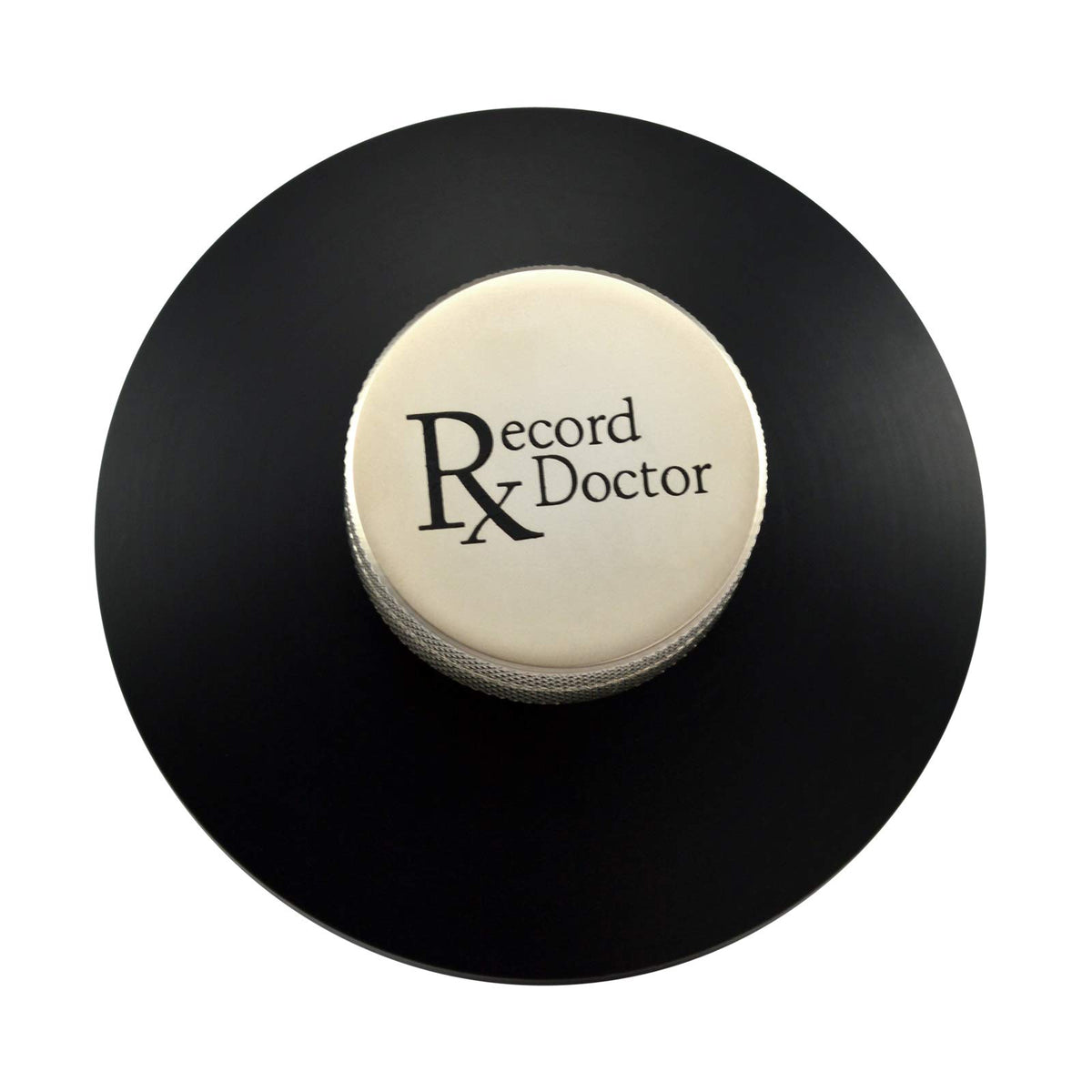 Record Doctor textured stainless knob close-up for precise clamping control and grip