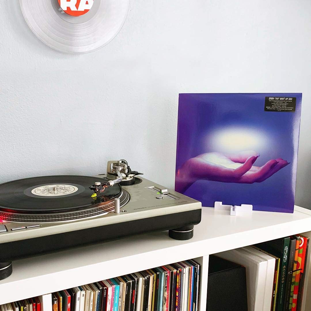 Record Props floating wall mount creates a frame-free vinyl art effect.