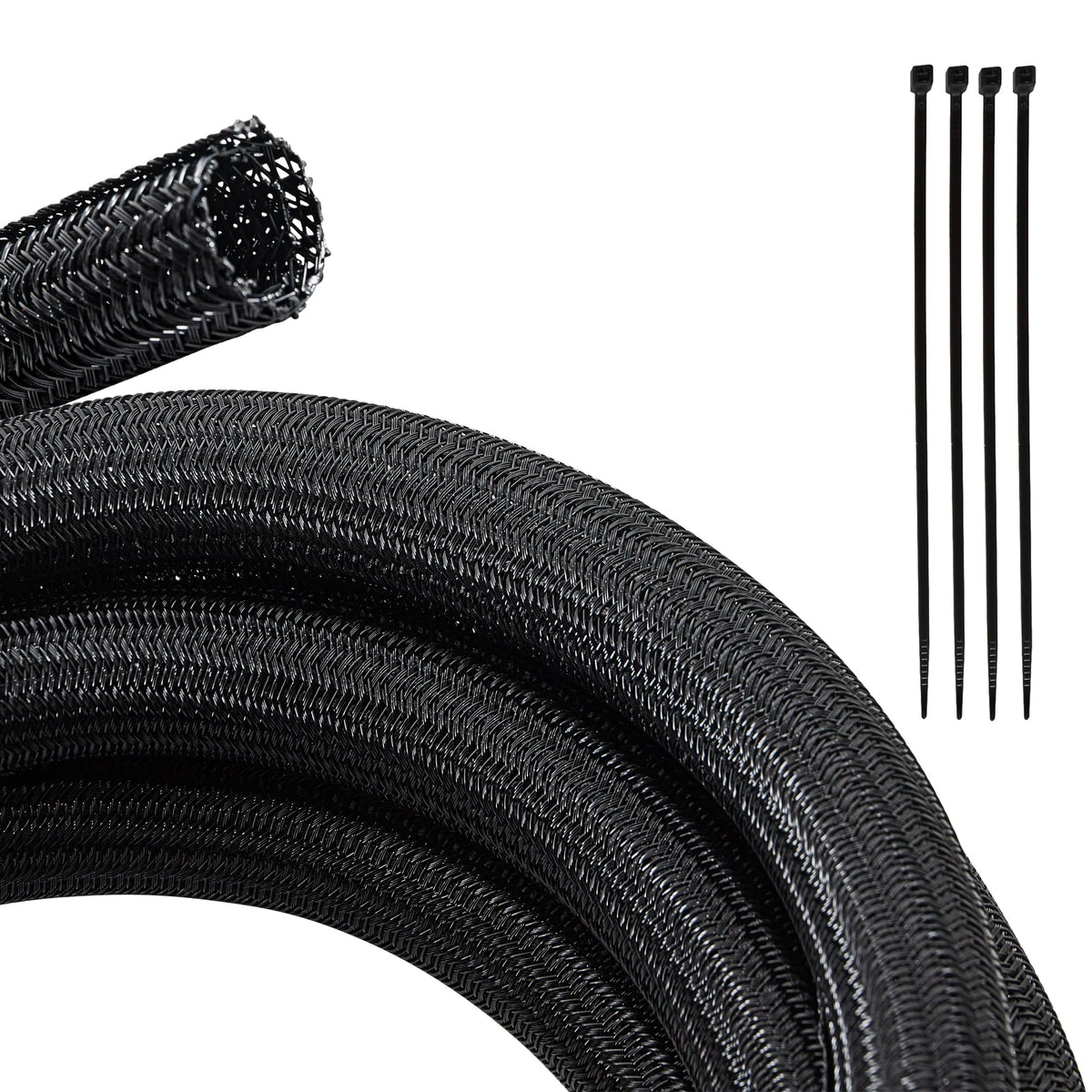Red Wolf 10ft split cable sleeve laid out for clean, organized wiring.