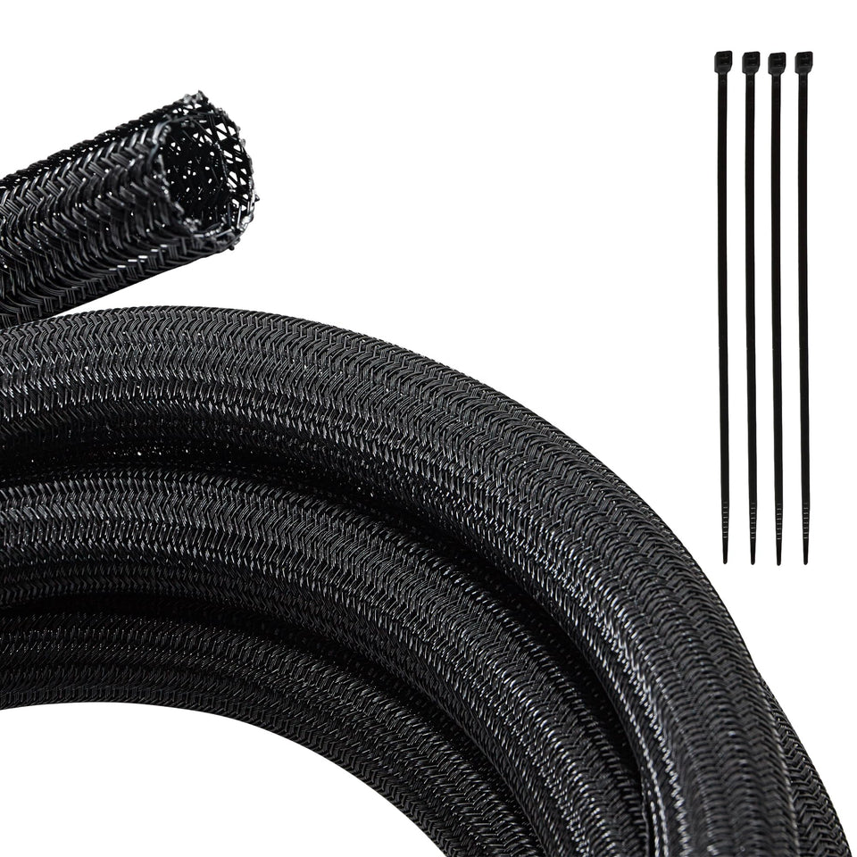 Red Wolf 10ft split cable sleeve laid out for clean, organized wiring.