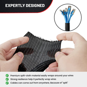RED WOLF automotive cable management helps reduce clutter and improve airflow.