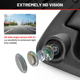 Red Wolf tailgate handle rear camera features robust waterproof housing for outdoor durability.