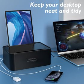 Redagod on a tidy desk powering laptop and phone for neat workspace benefit