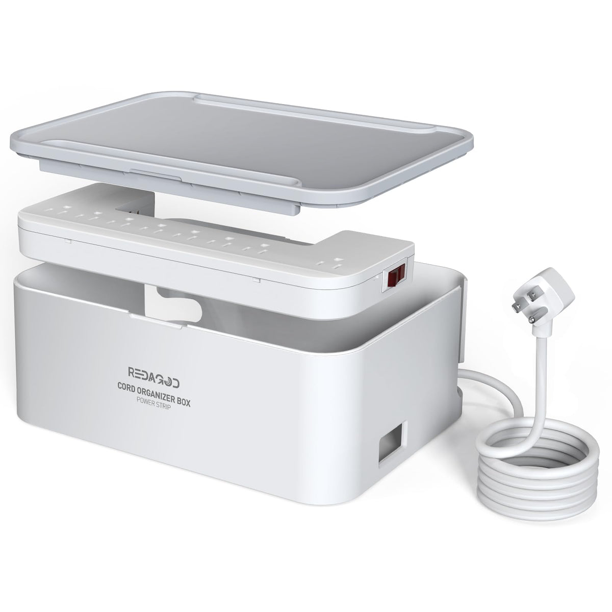 Redagod front packaging showing outlets and USBs for organized charging