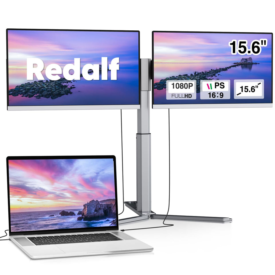 Redalf 15.6-inch FHD portable monitor front view for vibrant visuals and mobility