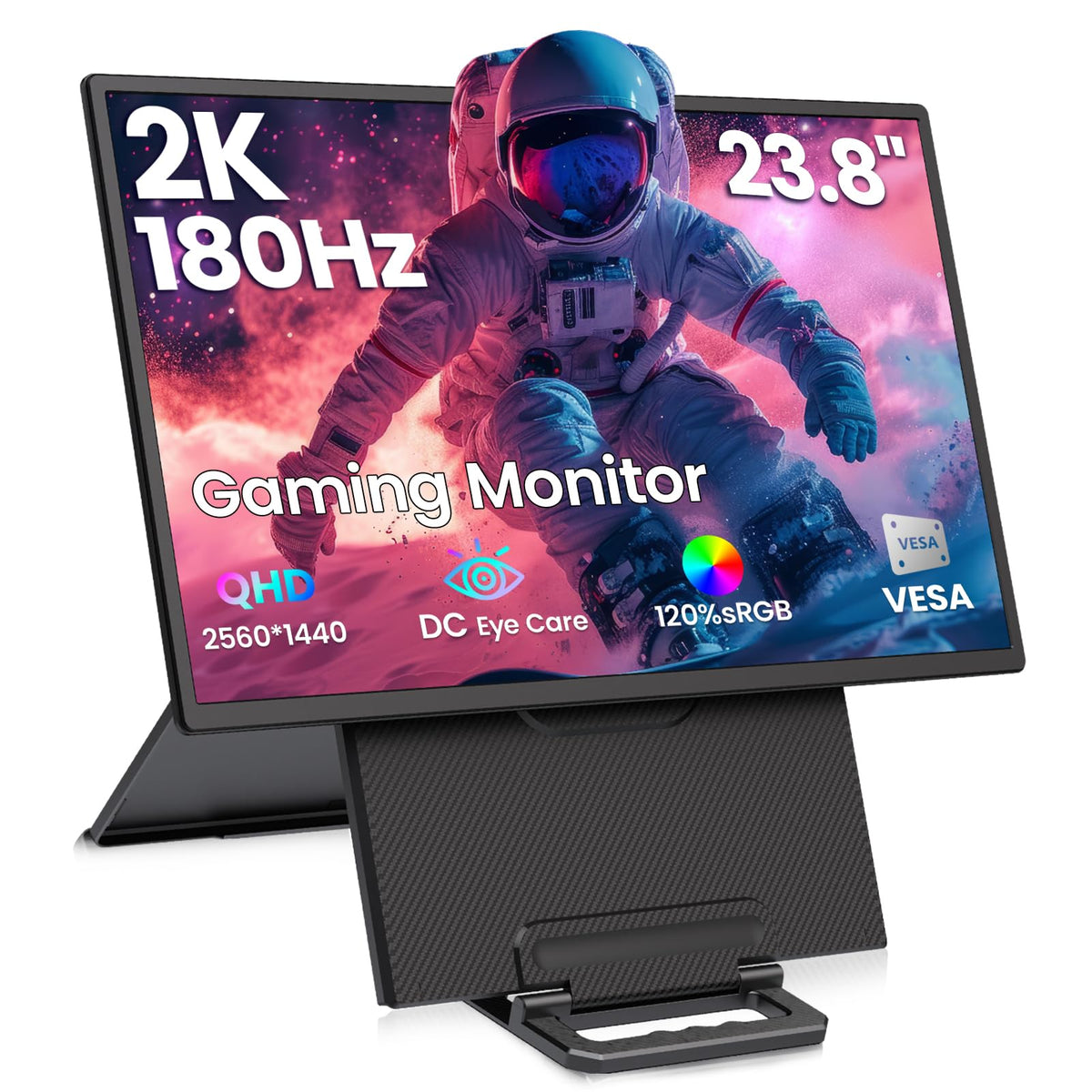 Redalf 2K QHD portable monitor with stand in landscape mode for extended multitasking.