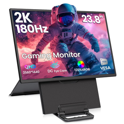 Redalf 2K QHD portable monitor with stand in landscape mode for extended multitasking.