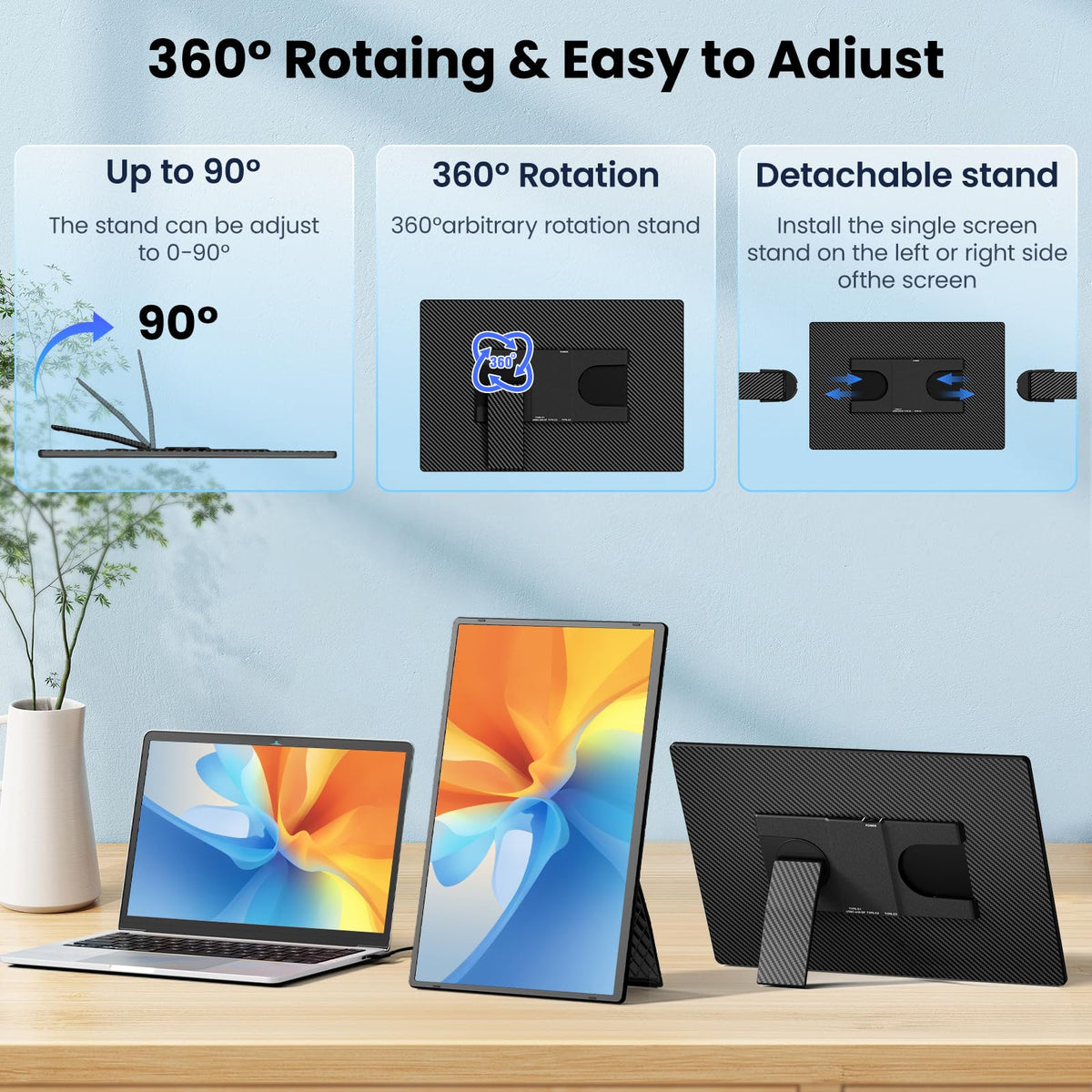 Redalf dual-screen modes mirror extended and portrait for versatile work