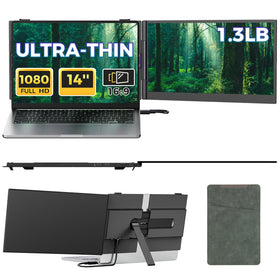 Redalf laptop screen extender with 14-inch 1080p display for portable productivity.