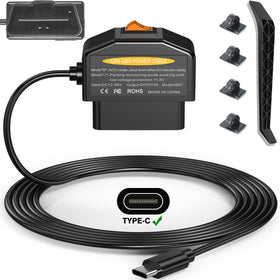 Redsia dash cam hardwire kit connected to OBD port for clean power delivery