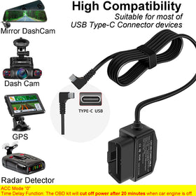 Redsia dashcam OBD2 connector close-up highlights easy plug-and-play