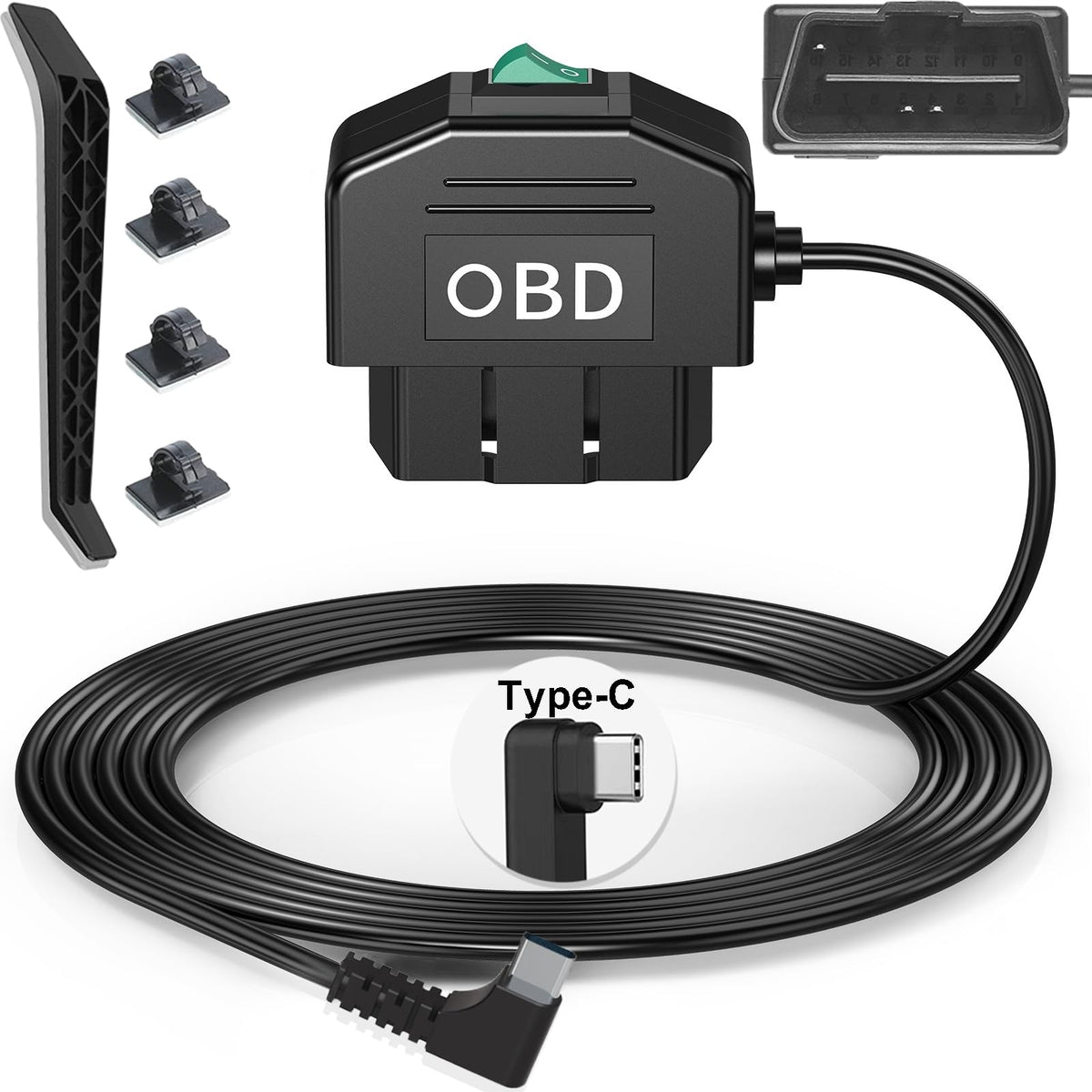 Redsia dash cam OBD2 hardwire kit product shot for tidy car setup