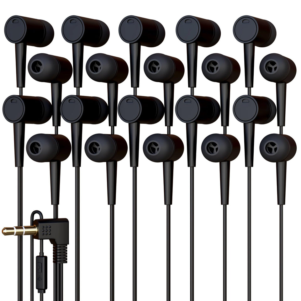 Redskypower 20-pack bulk wired earbuds provide classroom-ready listening.