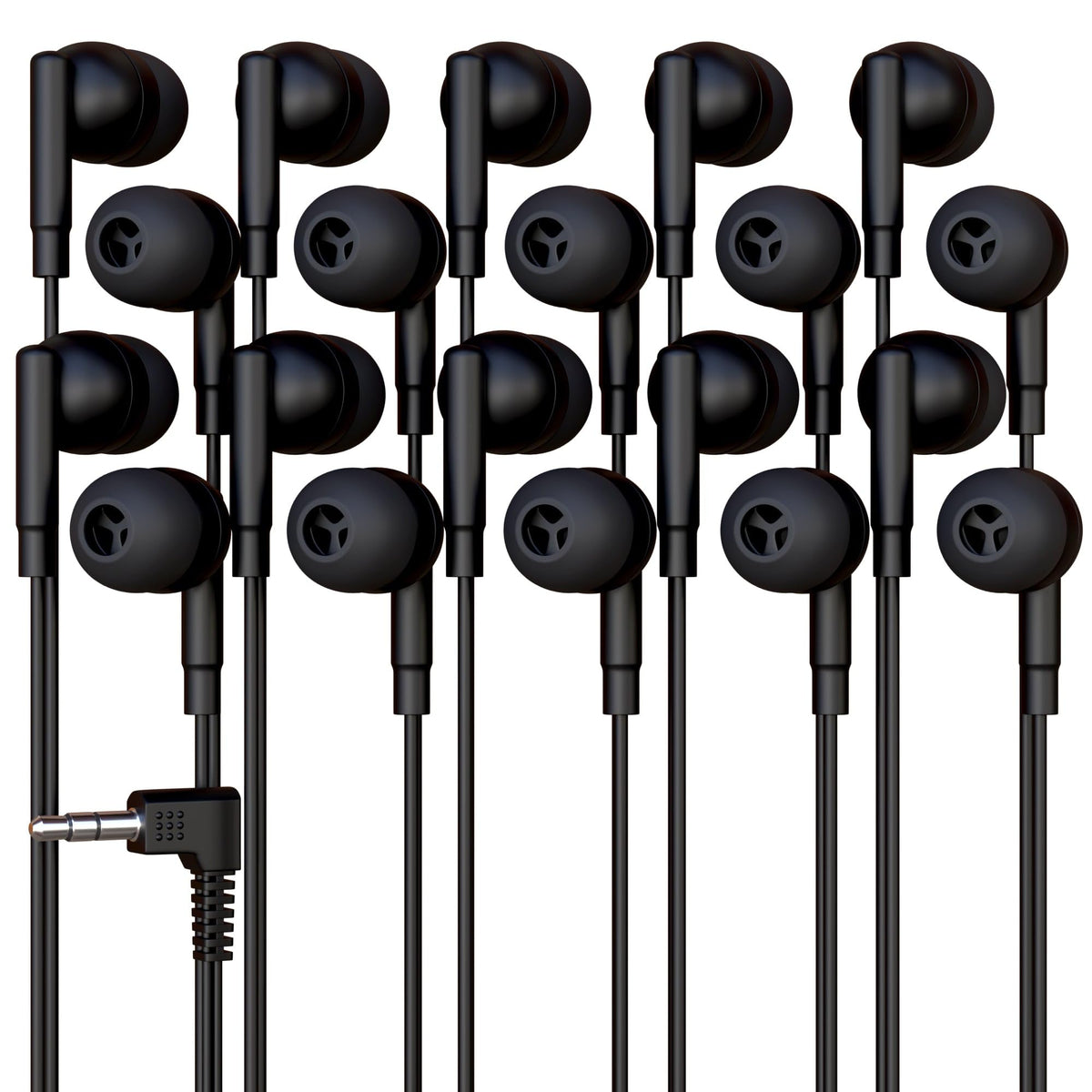Redskypower 20-pack bulk earbuds in classroom packaging for easy distribution.
