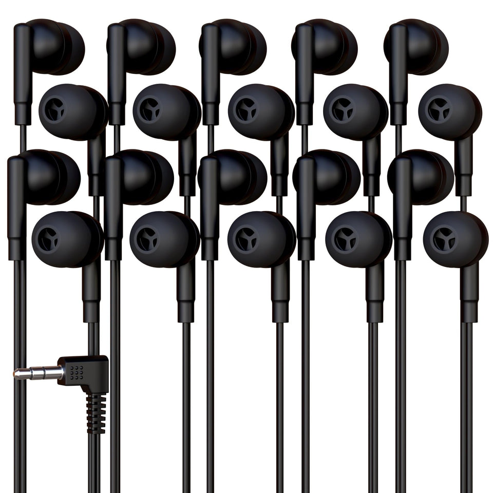 Redskypower 20-pack bulk earbuds in classroom packaging for easy distribution.