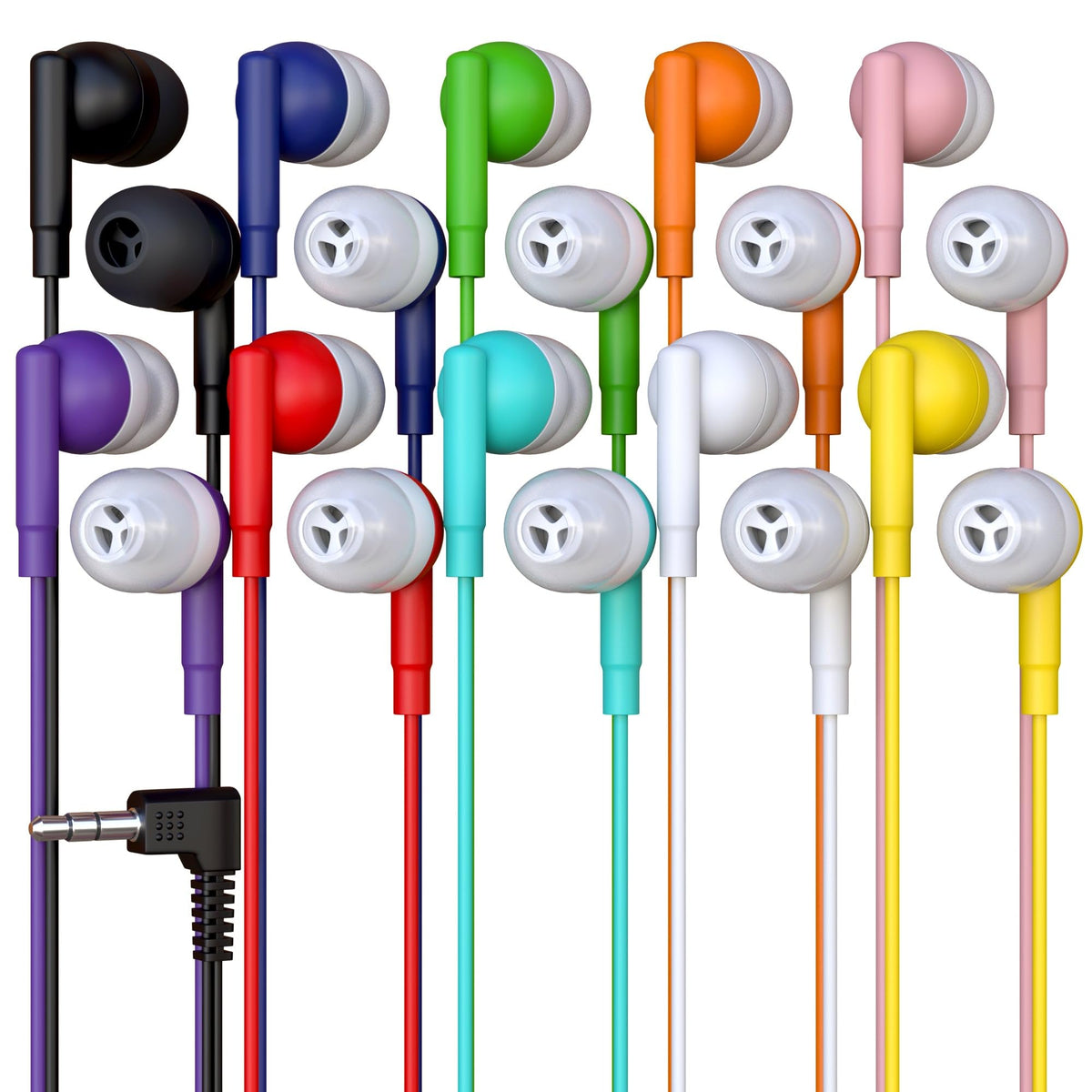 Redskypower bulk earbuds in a 20-pack for classrooms and labs