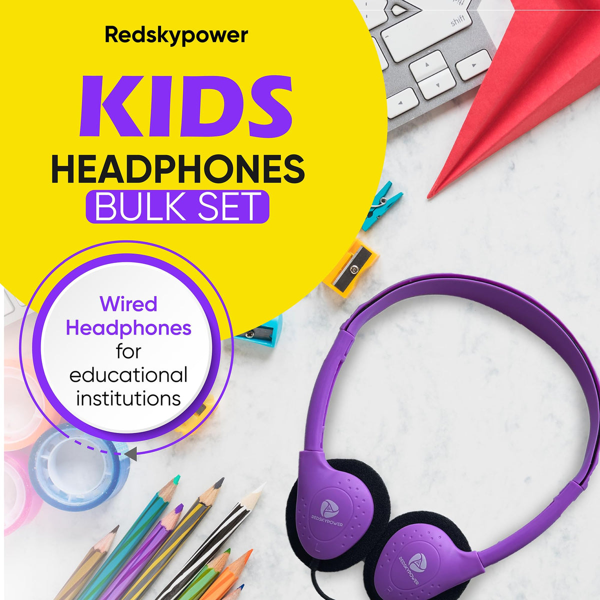 Redskypower earcup close-up showing soft pad comfort for extended classroom use