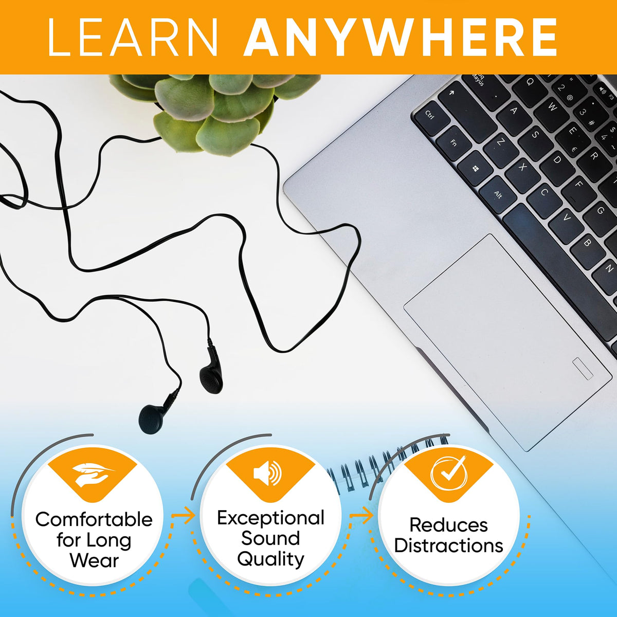 Redskypower bulk earphones suitable for libraries, museums, and test centers