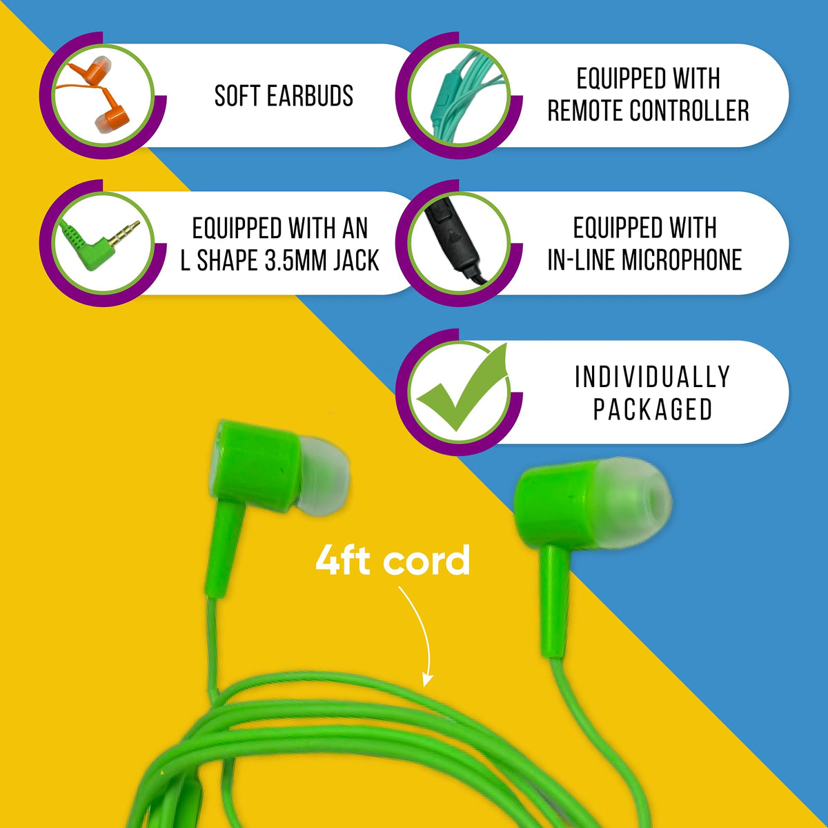 Redskypower wired earbuds with microphone ideal for classroom calls.