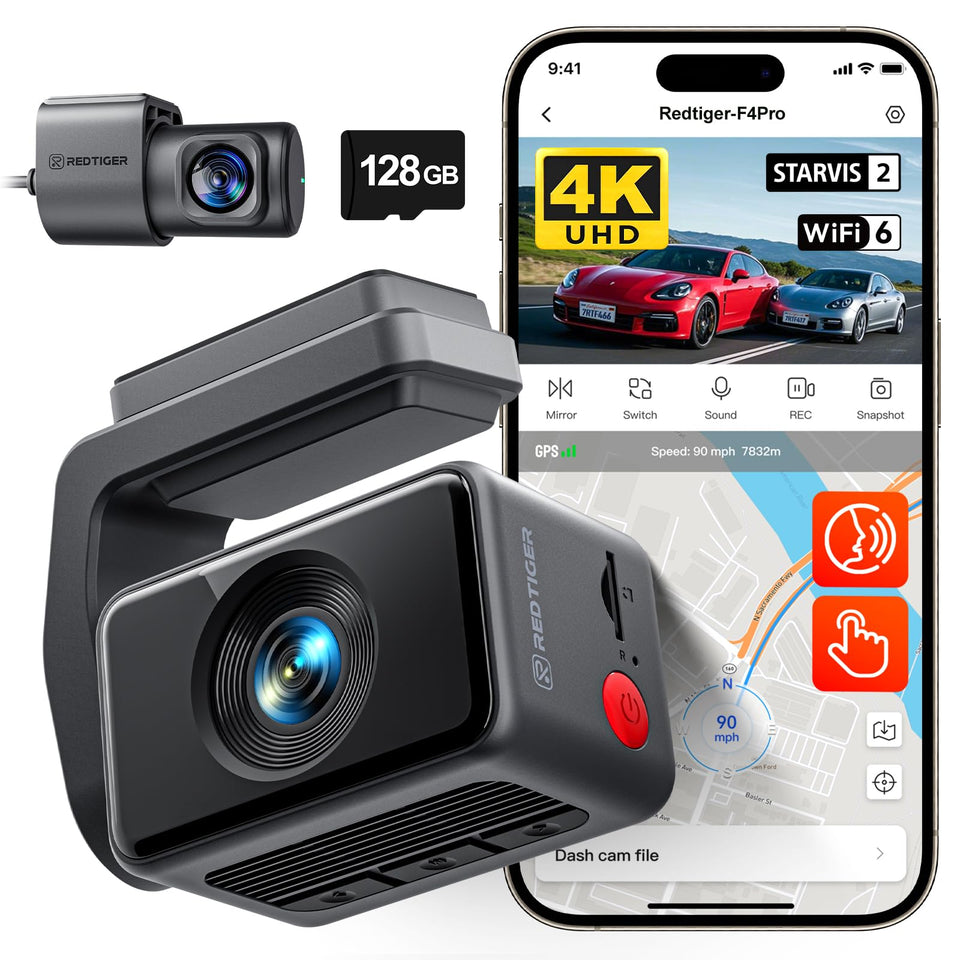 REDTIGER F4 Pro front 4K dash cam captures day and night footage