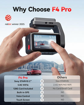 REDTIGER F4 Pro rear 1080p dash cam for comprehensive coverage