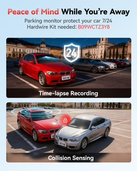 REDTIGER F7N 24H parking monitor with hardwire setup for parked-car surveillance