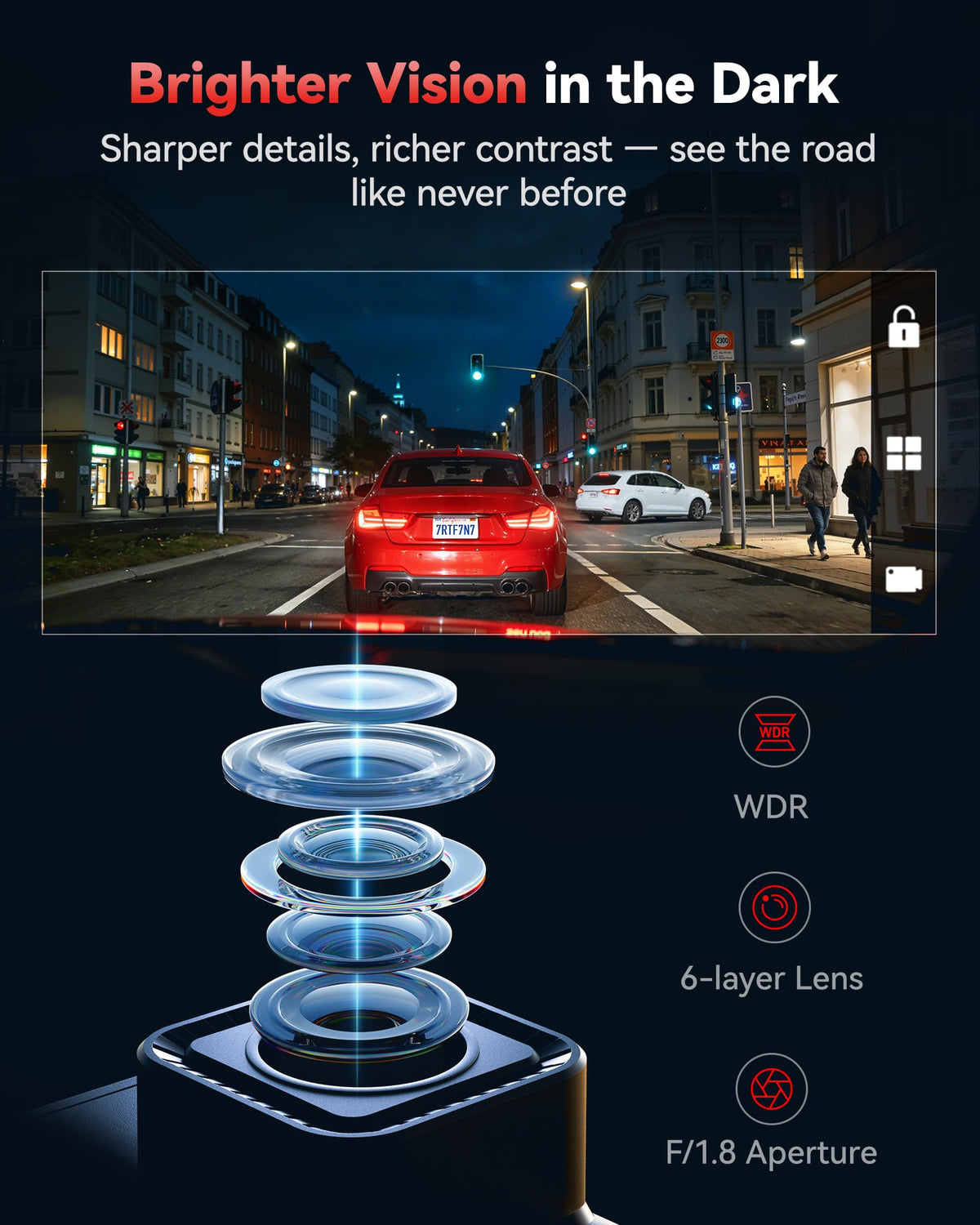 Redtiger F7N-N parking mode providing security when parked in city areas.
