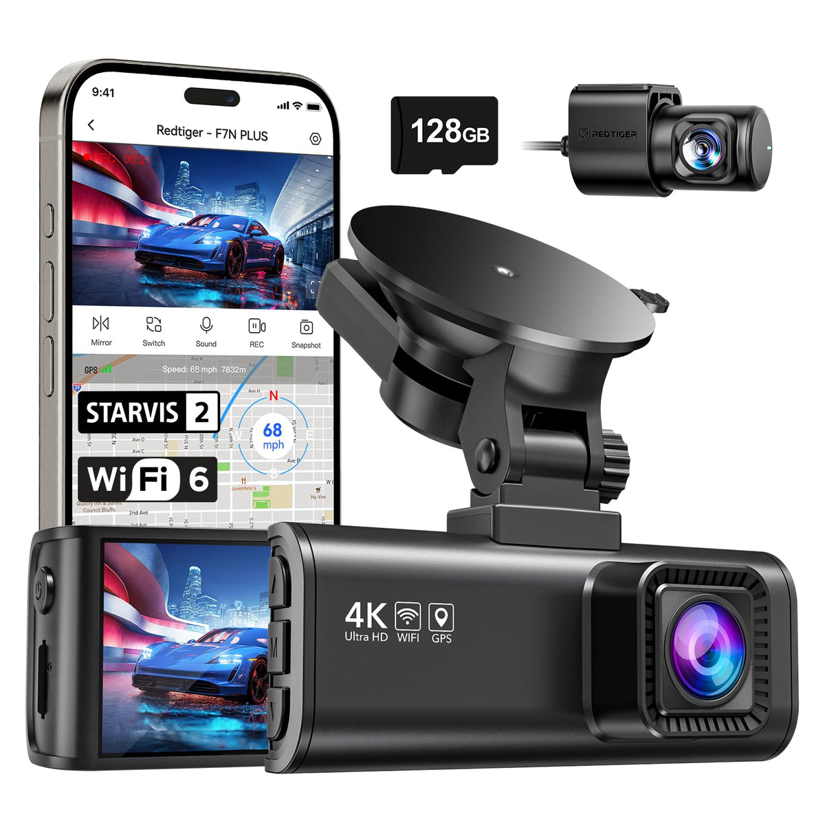 Redtiger F7NP front 4K recording captures crisp road details for clear evidence on the go.
