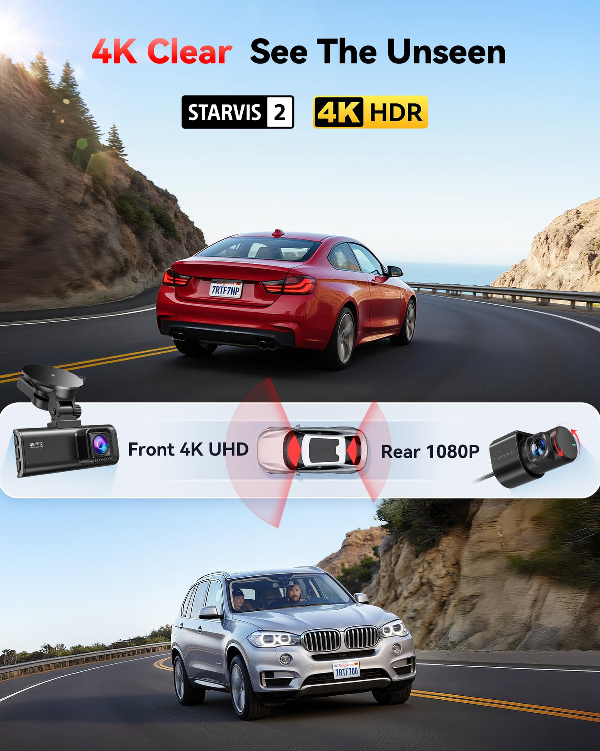 Redtiger F7NP rear 1080p recording provides supplementary video evidence from behind your vehicle.