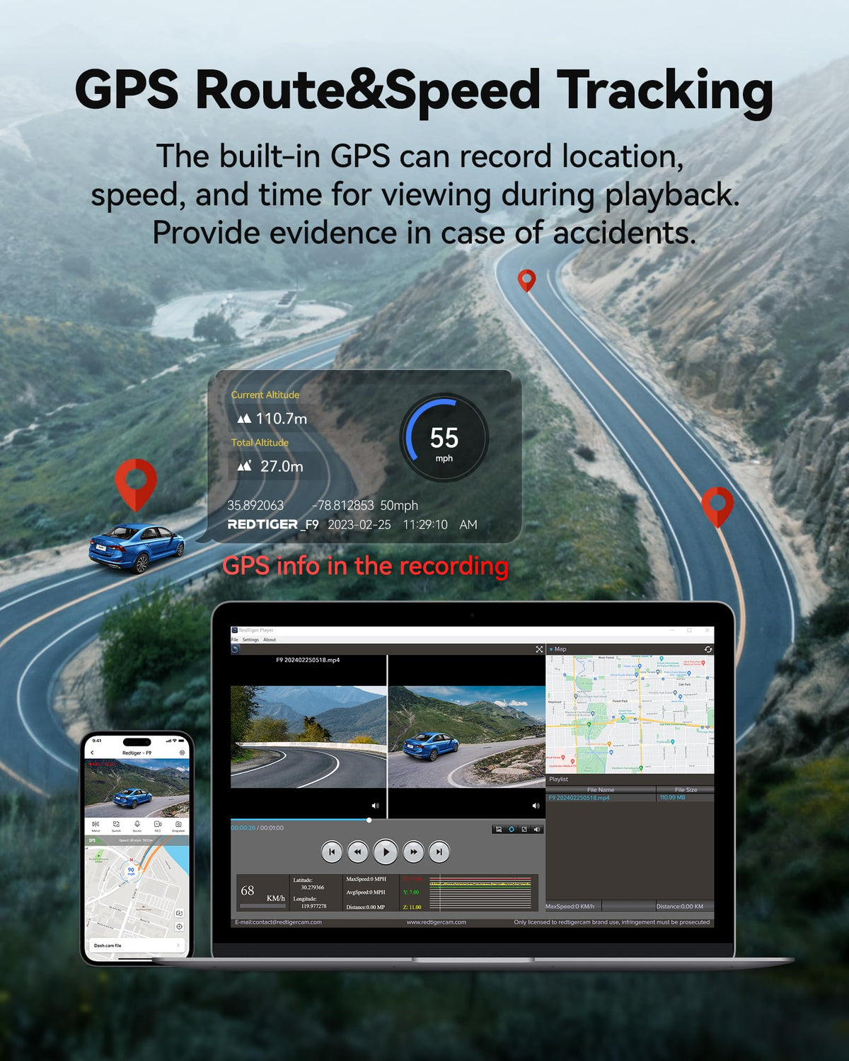 REDTIGER F9 loop recording supports continuous footage with automatic overwriting.