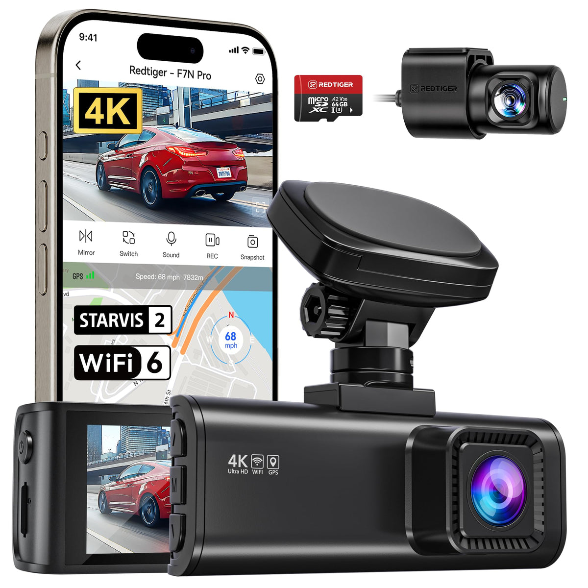 REDTIGER front camera 4K clarity captures sharp license plates and road details