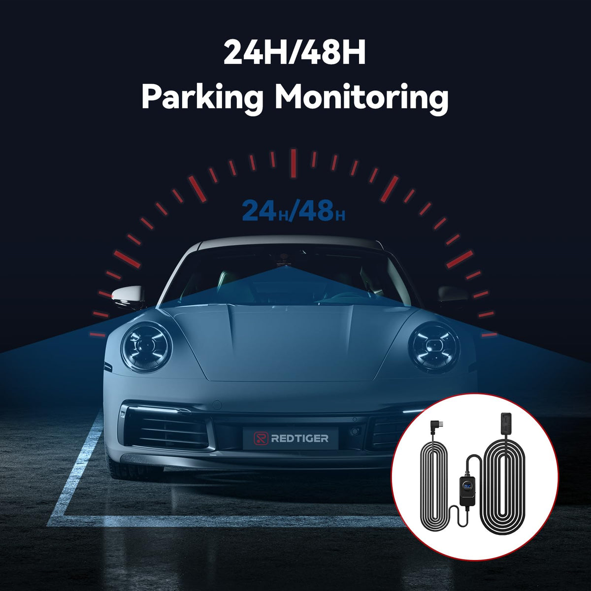 Redtiger OBD hardwire kit supports 12V-24V cars for versatile installation