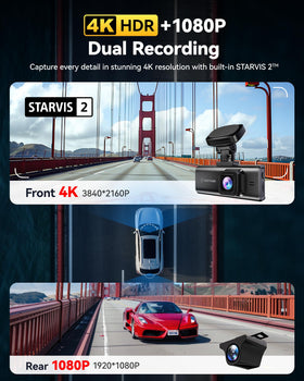 REDTIGER dash cam rear camera provides clear rear view for parking safety.