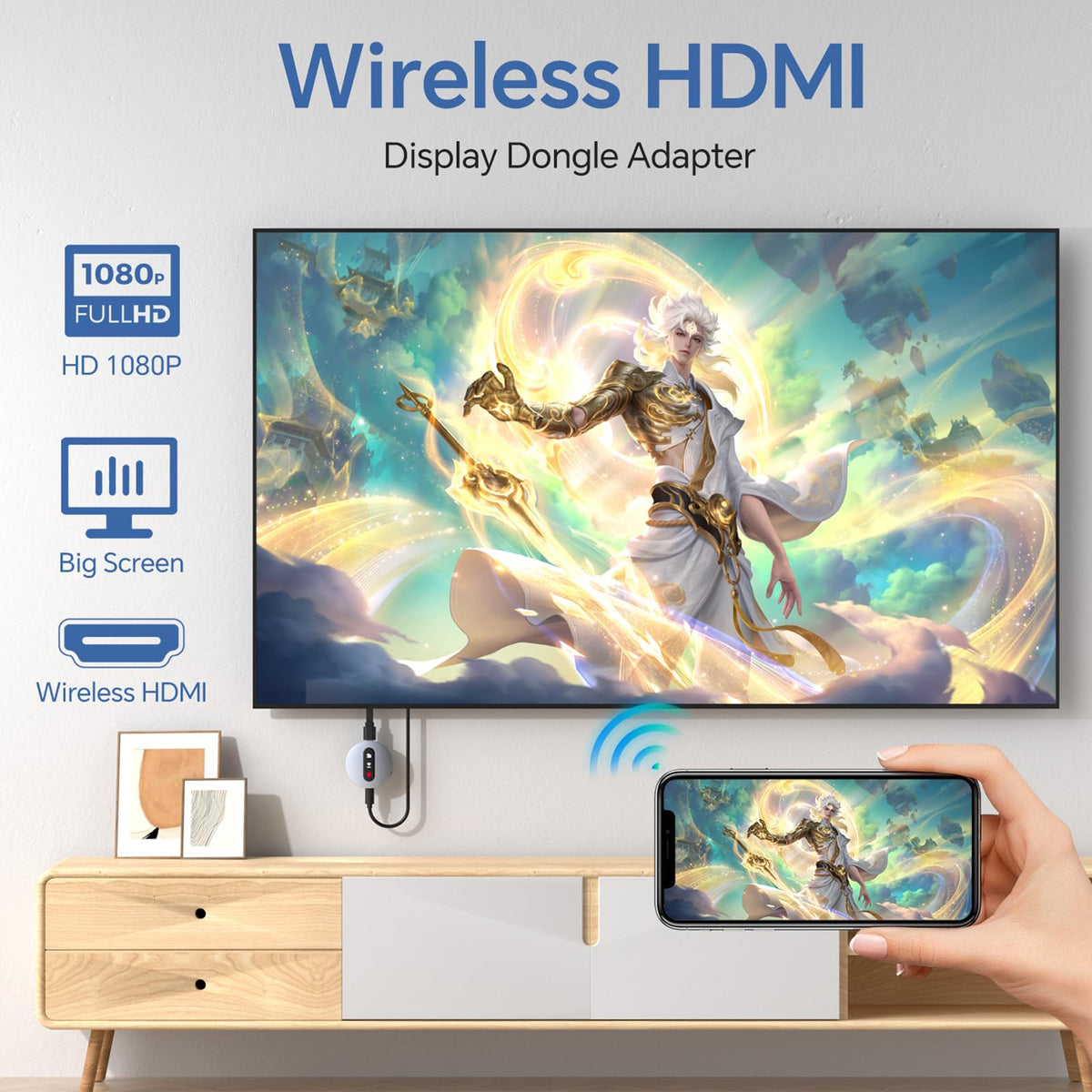 Redwalk dongle wirelessly mirroring laptop for presentations with clear display
